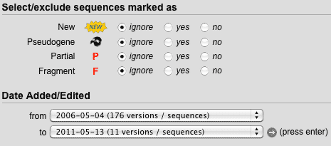 Example of the 'Sequence Meta Data' search module. Meta
