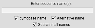 Example of the 'Sequence name' search module. Sequence_name